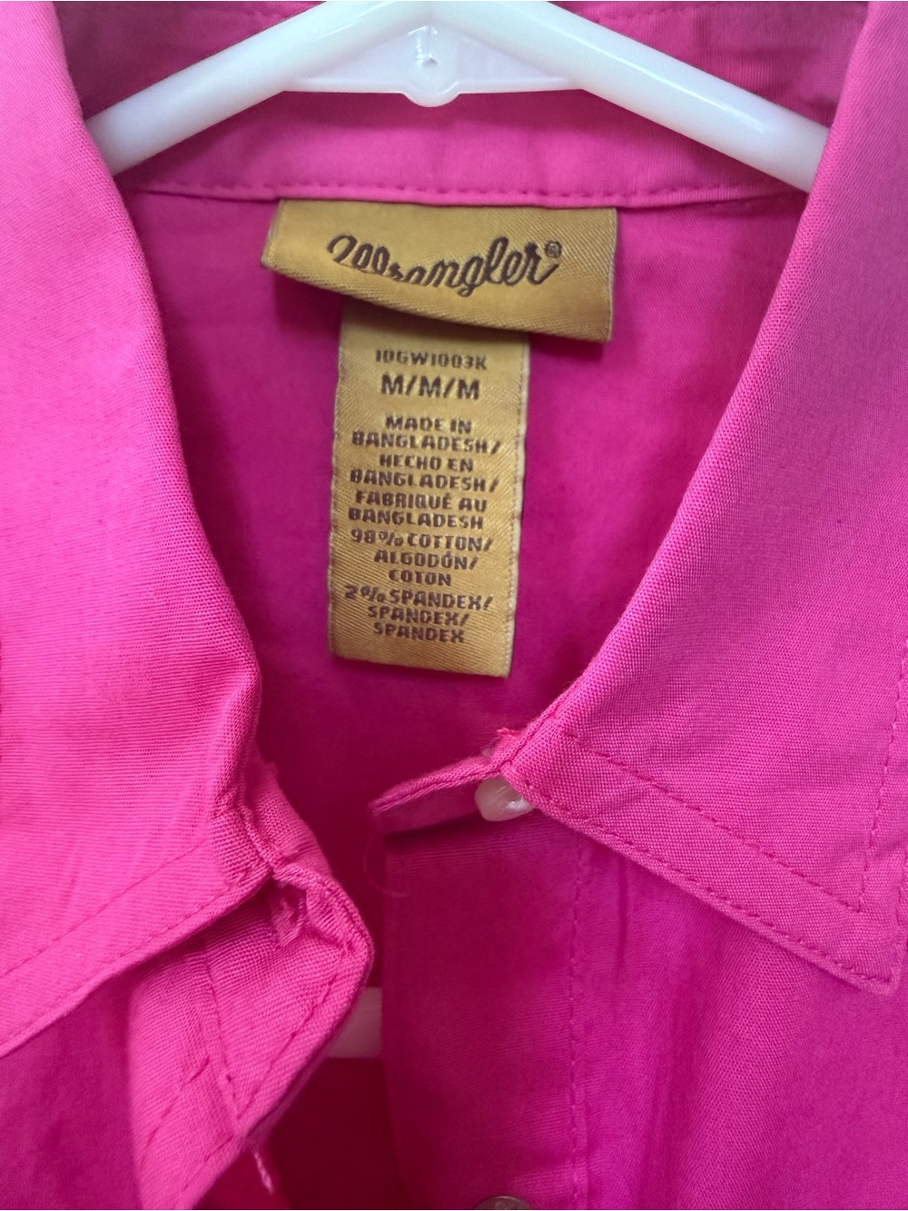 Wrangler Hot Pink Girls' Western Button-Down Shirt - Picture 7 of 8